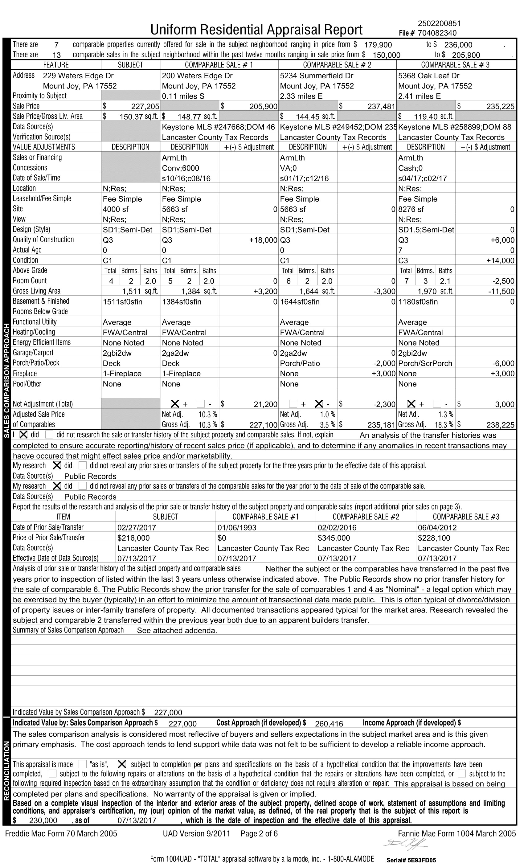 Copy of Appraisal for 229 Waters Edge