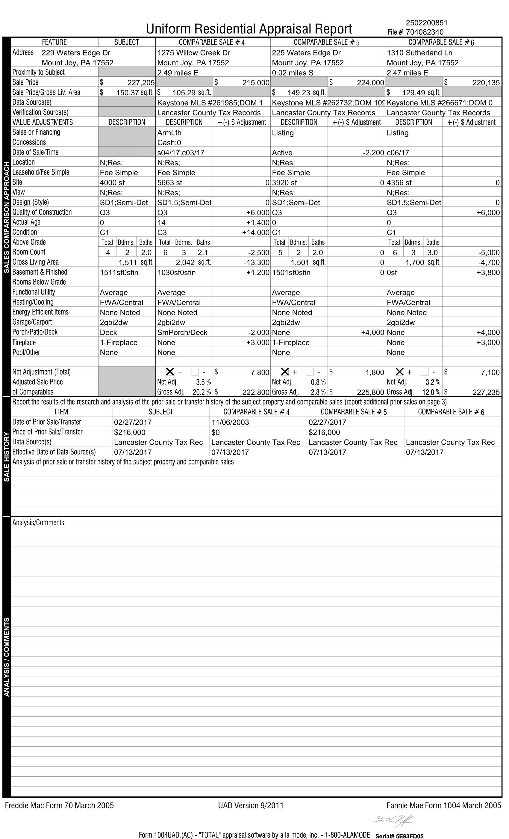 Copy of Appraisal for 229 Waters Edge