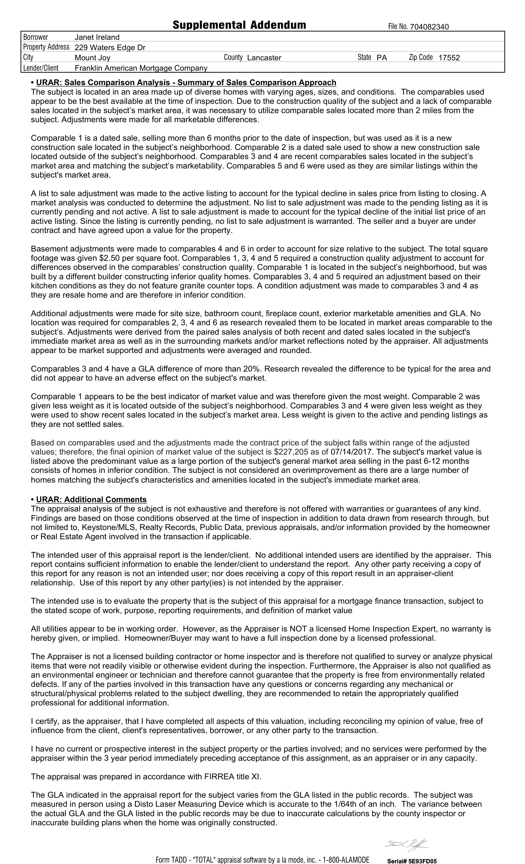 Copy of Appraisal for 229 Waters Edge