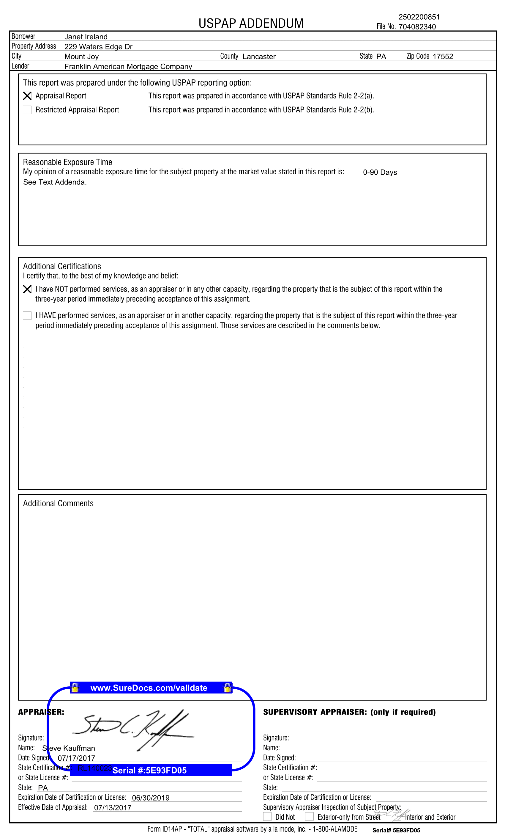 Copy of Appraisal for 229 Waters Edge